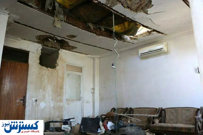 تخریب یک خانه در ایران با راکت های جنگ قره باغ + عکس