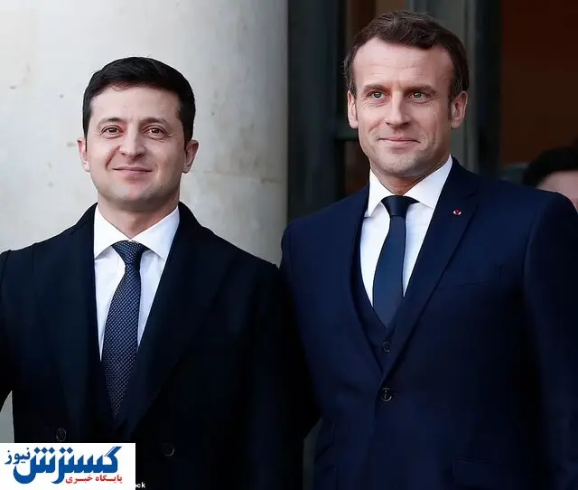 تقلید کردن رئیس جمهور فرانسه از زلنسکی + عکس